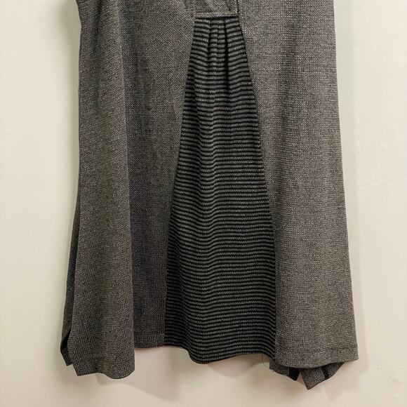 Terra L gray black tunic top blouse sleeveless tweed stripe medieval high neck - Picture 3 of 8